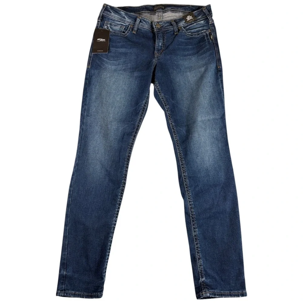 Silver Jeans Co. Suki Skinny Womens 16x31 Blue Denim Curvy Fit Mid Rise Western